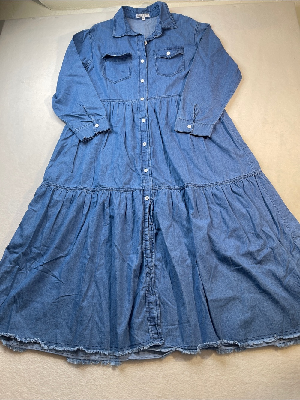 BLAKELEY LIGHT Denim Maxi Dress - Blue WOMENS SIZE L/XL